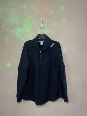PINK Victoria's Secret Black Half-Zip Pullover Sweatshirt SZ L